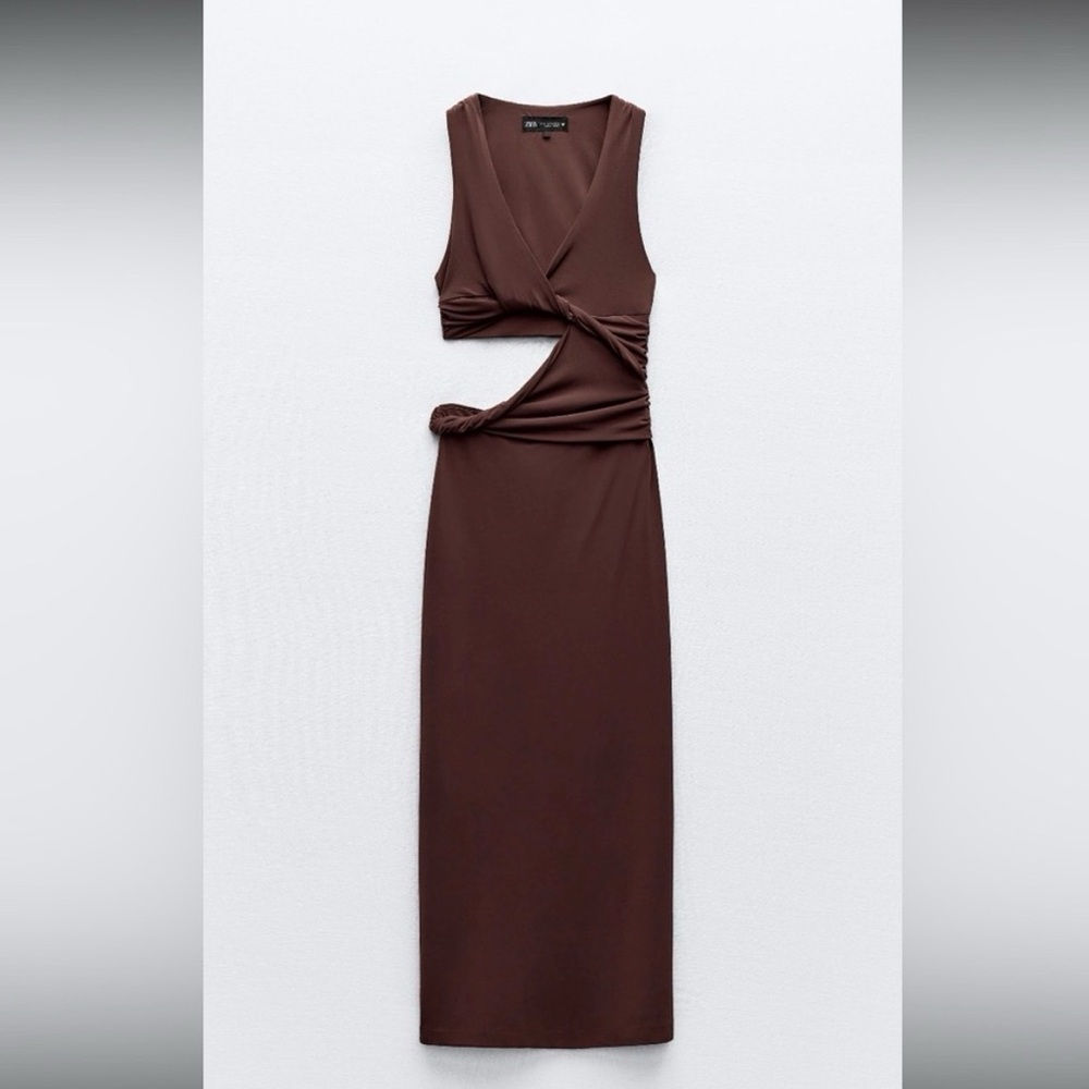 ZARA Twisted CUTOUT Bodycon DRESS NWOT Perfect for RESORT Size XS - Picture 10 of 12